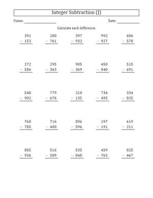Enhance 3-Digit Subtraction: Positive Minus Positive