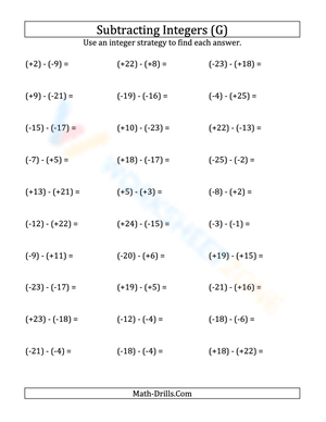 Integer Subtraction and Parentheses