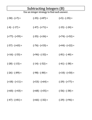 Advanced Integer Subtraction