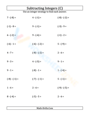 Subtract Negative Integers Using Parentheses