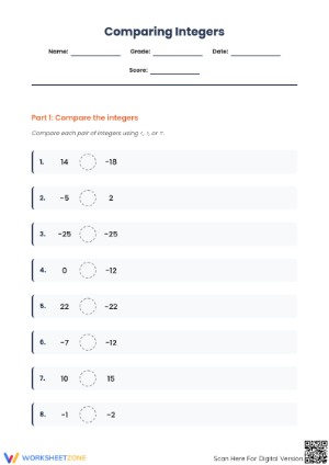 Ready-to-Use Integers Worksheet | Grade 5 Math