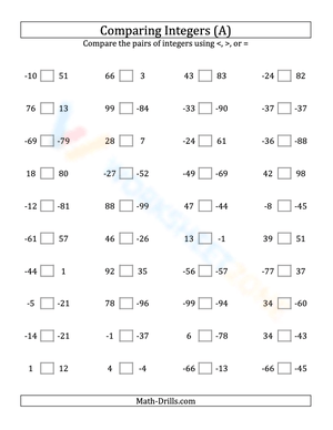Integers comparing from -99 to 99 (1)