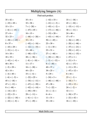 Integer Multiplication Practice: Range -50 to 50