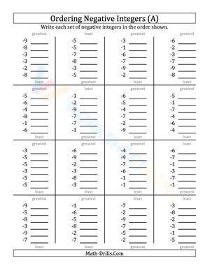 Ordering negative 1-digit-integers (1)