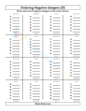 Ordering negative 1-digit-integers (2)