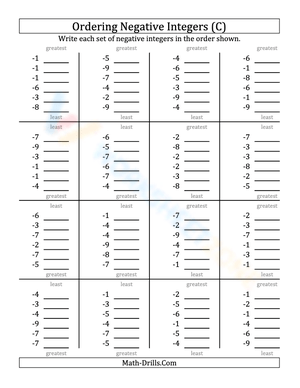 Ordering negative 1-digit-integers (3)