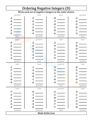 Ordering negative 1-digit-integers (4)