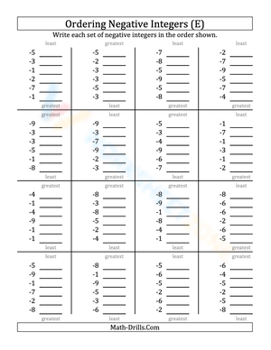 Ordering negative 1-digit-integers (5)