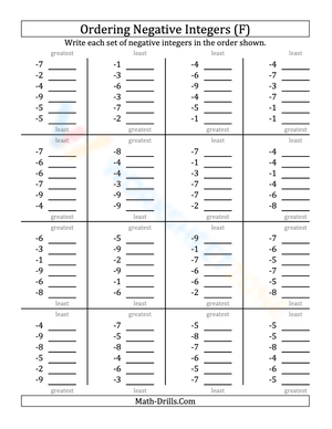 Ordering negative 1-digit-integers (6)