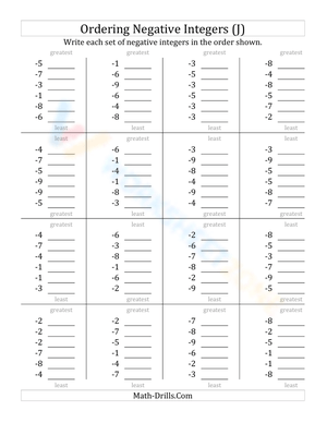Ordering negative 1-digit-integers (10)