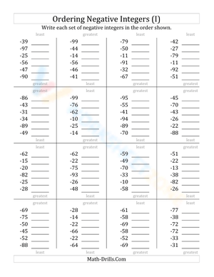 Ordering negative 2-digit-integers (9)