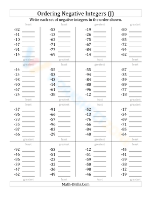 Ordering negative 2-digit-integers (10)