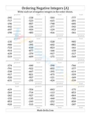 Ordering negative 3-digit-integers (1)