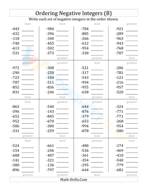 Ordering negative 3-digit-integers (2)