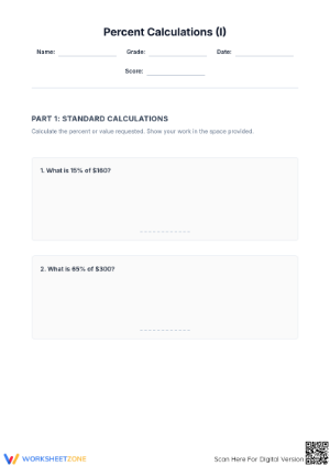 Essential Percent Calculation Worksheet | Grade 6 Math