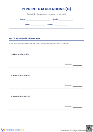 Essential Percent Calculations Worksheet | Grade 6 Math