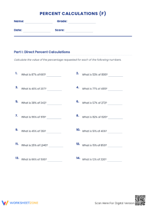 Essential Percentage Calculations Worksheet | Grade 6 Math