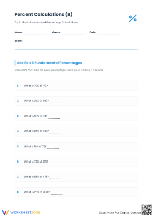 Essential Percentage Calculation Worksheet | Grade 6 Math