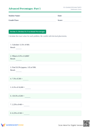 7.RP.A.3 Worksheet: Advanced Percentages — Grade 7 Aligned