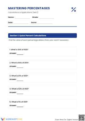 Mastering Percentages Worksheet | Essential Grade 6 Math