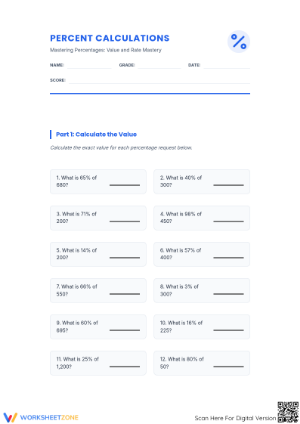 Essential Percent Calculations Worksheet | Grade 6 Math