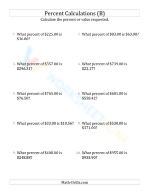 Calculate the percent rate involving regular currency and decimals (2)