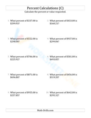 Calculate the percent rate involving regular currency and decimals (3)