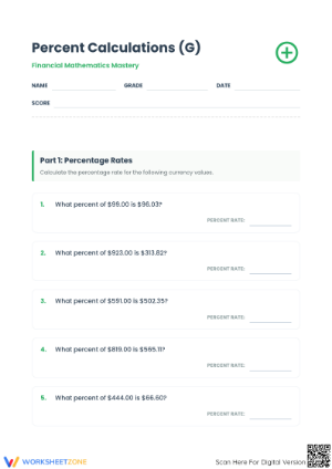 Essential Percent Rate Worksheet | Grade 7 Math Mastery