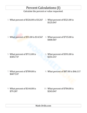 Calculate the percent rate involving regular currency and decimals (9)