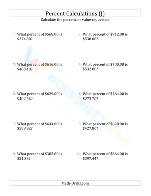 Calculate the percent rate involving regular currency and decimals (10)