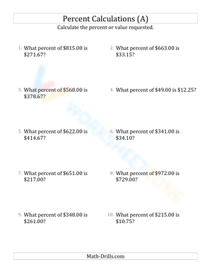 Calculate the percent rate involving regular currency and decimals (11)