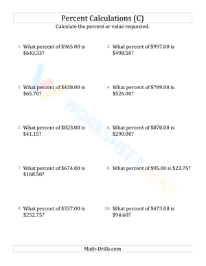 Calculate the percent rate involving regular currency and decimals (13)