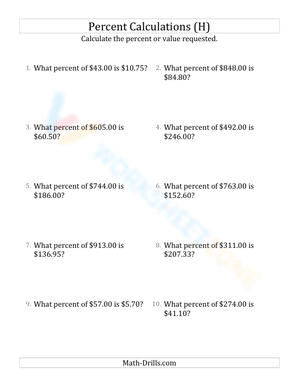 Calculate the percent rate involving regular currency and decimals (18)