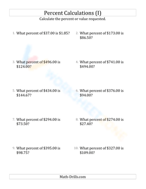 Calculate the percent rate involving regular currency and decimals (19)
