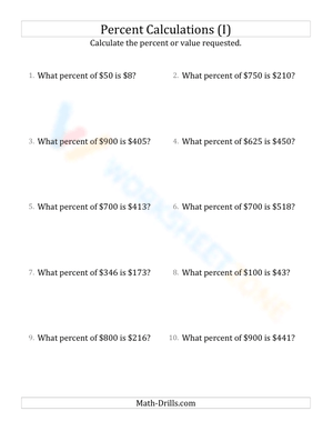 Calculate the percent rate involving regular currency and whole numbers (9)