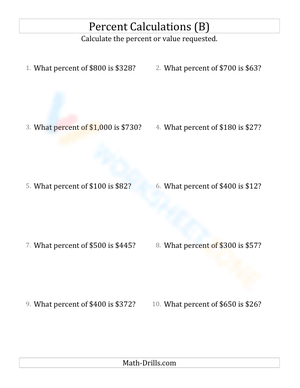 Calculate the percent rate involving regular currency and whole numbers (2)