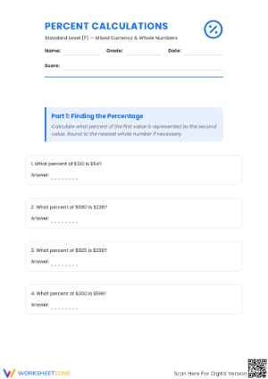 Essential Percent Calculations Worksheet | Grades 6-8 Math
