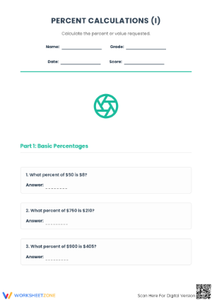 Essential Percent Rate Worksheet | Grades 6-8 Aligned