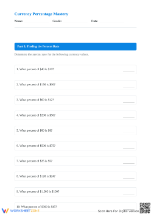 Essential Calculating Percent Rates Worksheet | Grade 6 Math