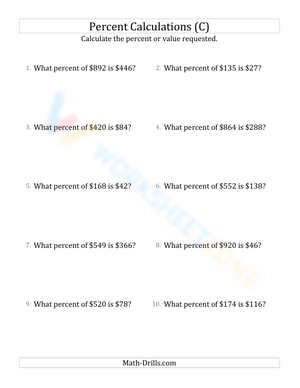 Calculate the percent rate involving regular currency and whole numbers (13)