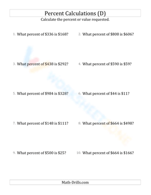 Calculate the percent rate involving regular currency and whole numbers (14)
