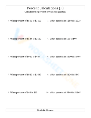 Calculate the percent rate involving regular currency and whole numbers (16)