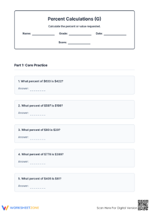Essential Grade 6 Percent Rate Calculation Worksheet