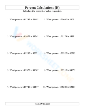 Calculate the percent rate involving regular currency and whole numbers (18)
