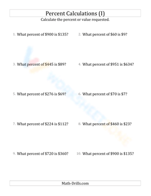 Calculate the percent rate involving regular currency and whole numbers (19)