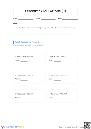 Essential Percent Calculations Worksheet | Grades 4-8 Math