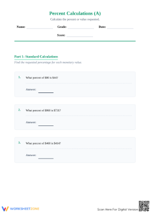 Essential Percent Rate Practice Worksheet | Grades 4-8