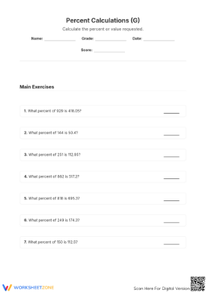 Essential Calculating Percent Rate Worksheet | Grade 6 Math