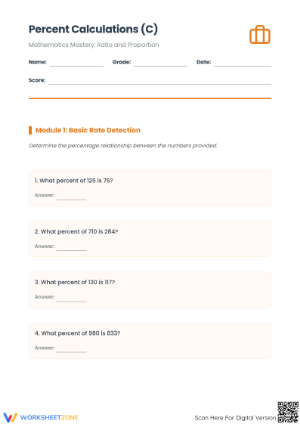 Essential Percent Calculations Worksheet | Grade 6-8 Aligned