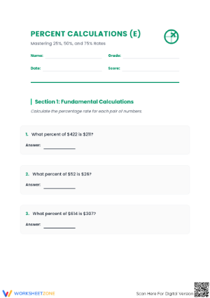 Printable Percent Calculation Worksheet | Grade 6 Math